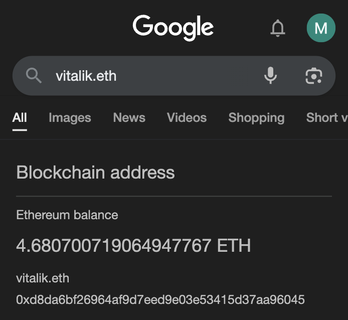 Vitalik.eth Google Search